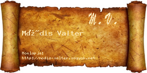 Módis Valter névjegykártya